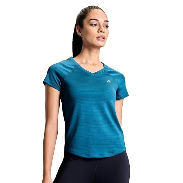 Boldfit Gym T Shirt for Women V Neck Regular Tshirt for Women Quick Dry Active Wear T Shirts for Woman Dry Fit Polyester t Shirts for Women for Gym & Sports Wear Anti Odor Women T Shirt