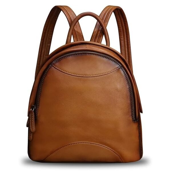 Genuine Leather Backpack Purse for Women Retro Handmade Small Casual Rucksack Satchel Back Bag