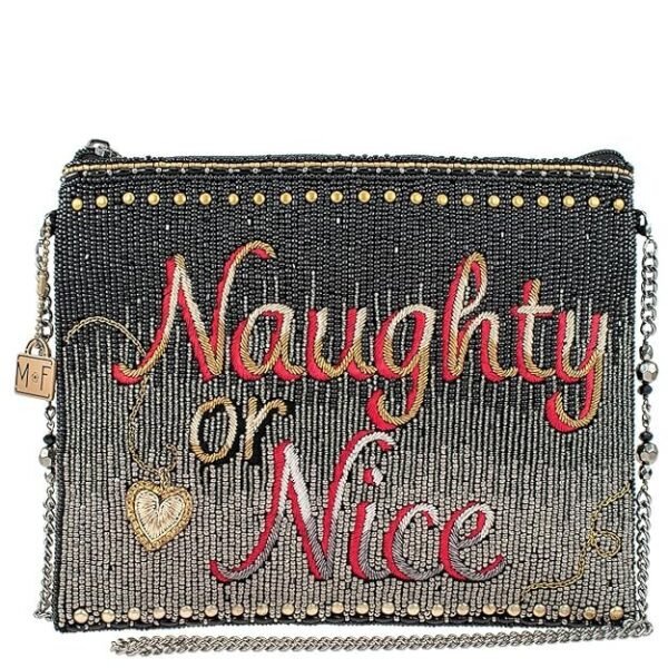 Mary Frances Naughty or Nice Crossbody Clutch Handbag, Black, Black